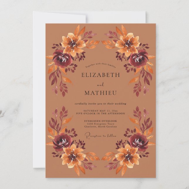 Invitation Mariage Récolte Luxuriante Terracotta (Devant)