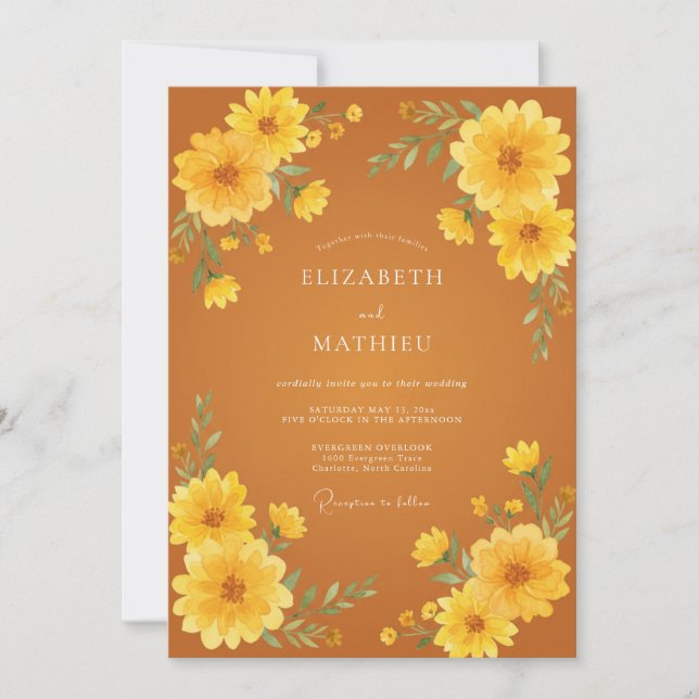 Invitation Mariage Récolte Radieuse Orange Brûlé (Devant)