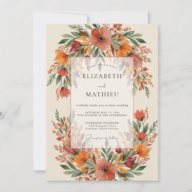 Invitation Mariage Récolte Radieuse Terracotta (Devant)