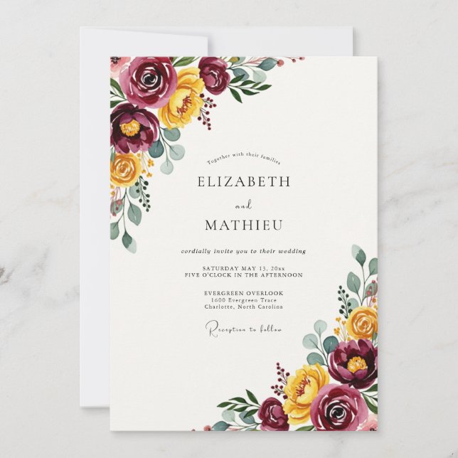 Invitation Mariage Récolte Raffiné de Bourgogne (Devant)
