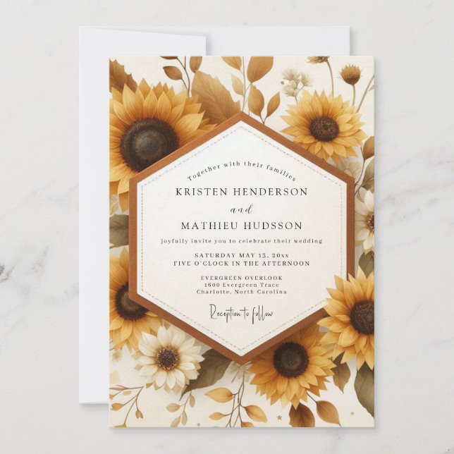 Invitation Mariage Récolte Rustique Souci (Devant)