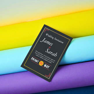 Invitation Mariage Red & Gold Détails personnalisés Invitatio