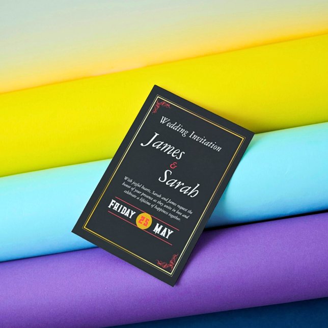 Invitation Mariage Red & Gold Détails personnalisés Invitatio (Créateur téléchargé)