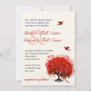 Invitation Mariage Red Love Tree Inséparables