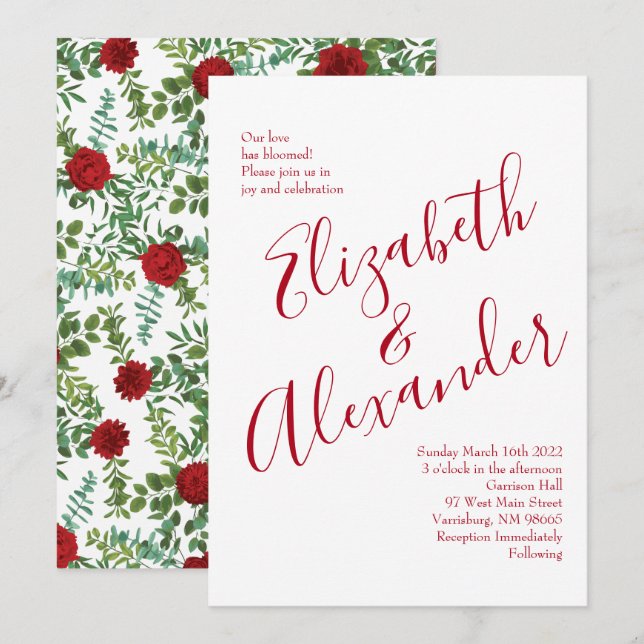 Invitation Mariage Red Rose (Devant / Derrière)