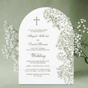 Invitation Mariage religieux Arche de Gypsophile