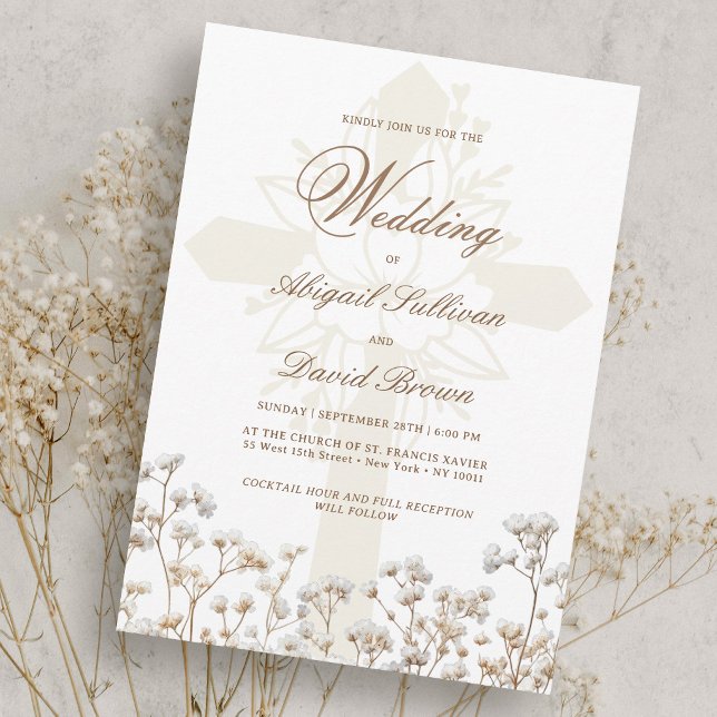 Invitation Mariage religieux Baby's Breath séché (Créateur téléchargé)