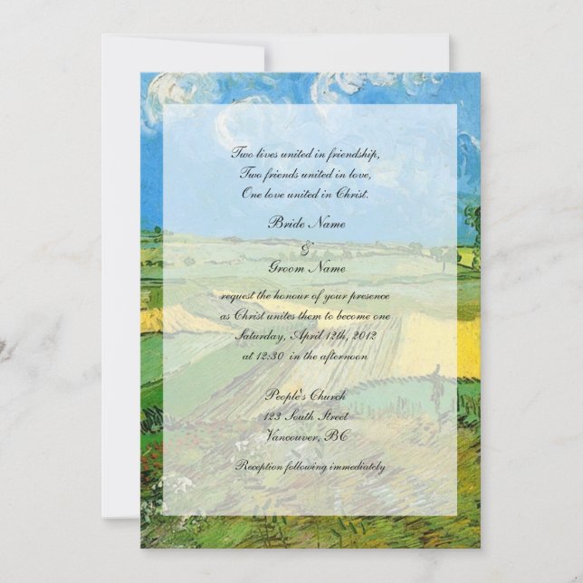 Invitation Mariage religieux. Champs de blé à Auvers (Devant)
