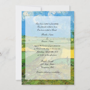 Invitation Mariage religieux. Champs de blé à Auvers