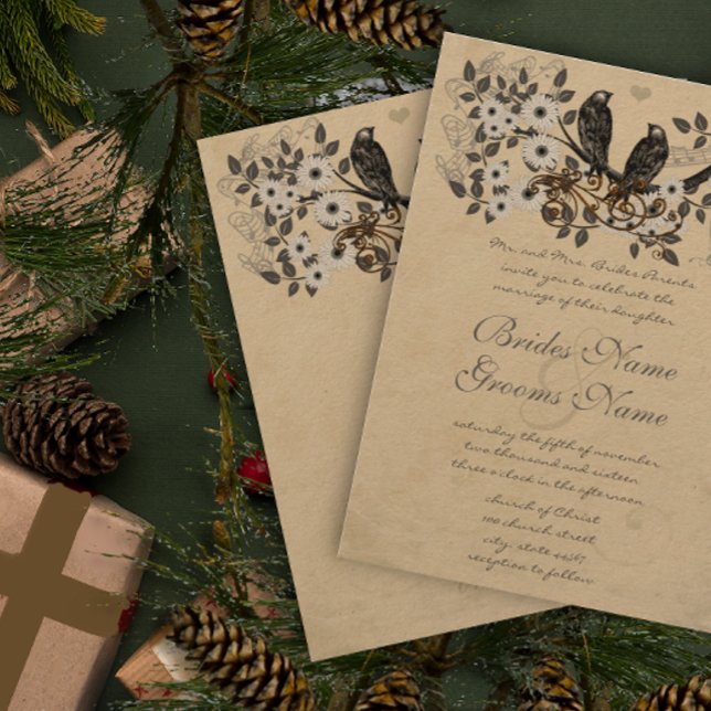 Invitation Mariage Religieux Chrétien Oiseaux Vintage Rustiqu (Créateur téléchargé)