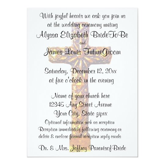 Invitation Mariage Religieux Croise D Or Zazzle Fr