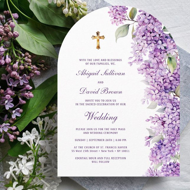 Invitation Mariage religieux sous l'arche de lilas (Créateur téléchargé)