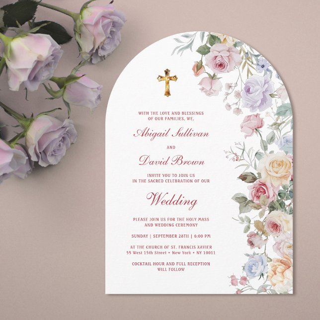 Invitation Mariage religieux sous les arches de roses (Créateur téléchargé)