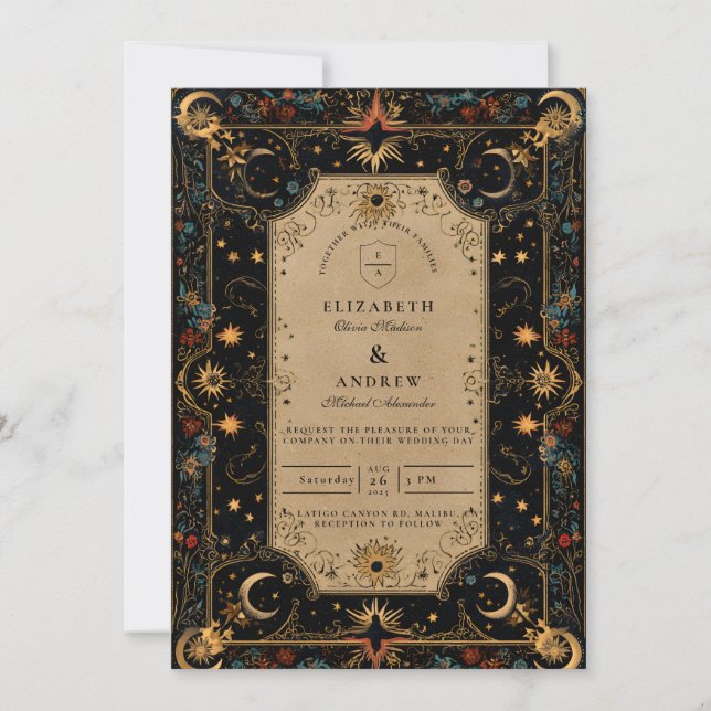 Invitation Mariage Renaissance Céleste Vintage (Devant)