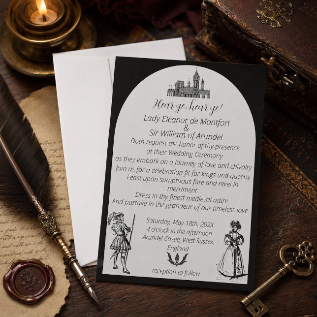 Invitation Mariage Renaissance Médiévale à Arche Noire (Créateur téléchargé)