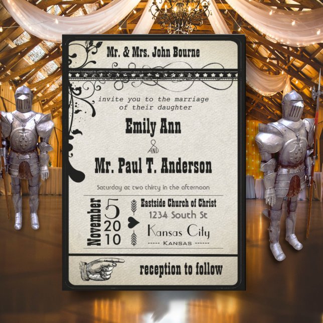 Invitation Mariage Renaissance Médiévale Funky Noir (Créateur téléchargé)