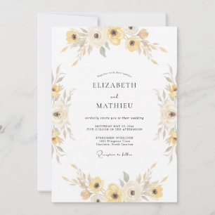 Invitation Mariage Renoncule Eucalyptus Or Miel
