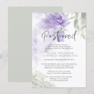 Invitation Mariage Reporté Aquarelle Fleurs Violettes