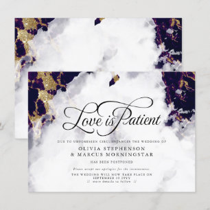 Invitation Mariage reporté Deep Amethyst Watercolor Geode