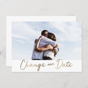 Invitation Mariage reporté Gold Script Changer notre date
