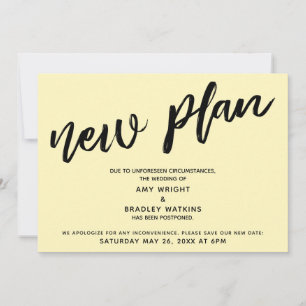 Invitation Mariage Reporté Nouveau Plan Annonce Jaune