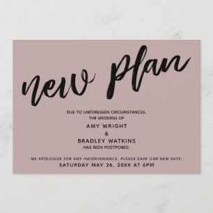 Invitation Mariage reporté Nouveau plan Rose clair Dusty rose