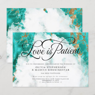 Invitation Mariage Repoussé Aquarelle Géode Turquoise
