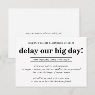 Invitation MARIAGE REPoussé délai pour notre grand jour info 