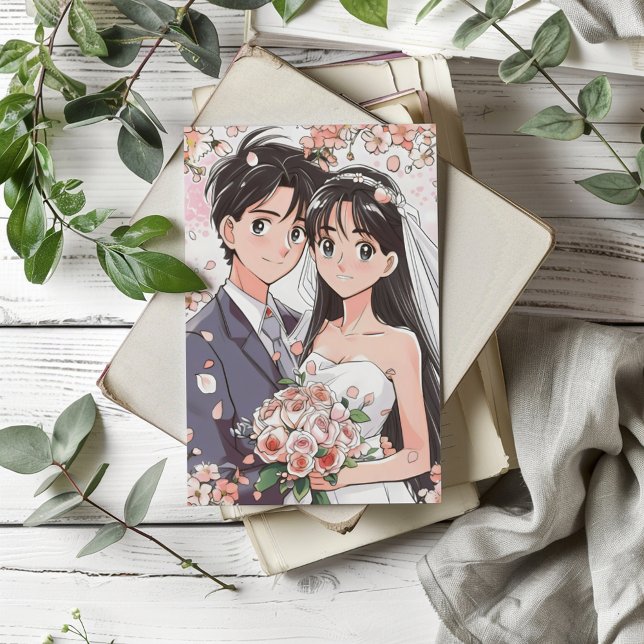 Invitation Mariage rétro Anime Couple (Créateur téléchargé)