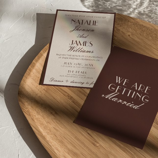 Invitation Mariage Rétro au Chocolat Foncé et à l'Argent Anci (Créateur téléchargé)