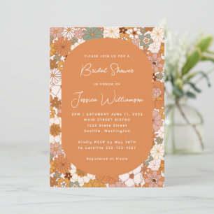 Invitation Mariage rétro boho terre cuite floral tendance