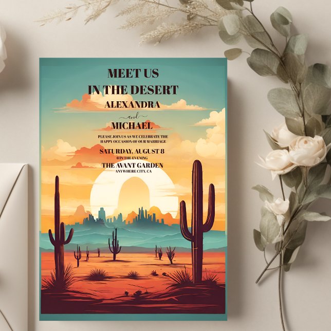 Invitation Mariage rétro Cactus (Créateur téléchargé)