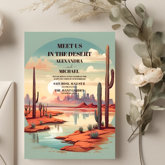 Invitation Mariage Rétro Cactus Succulents (Créateur téléchargé)