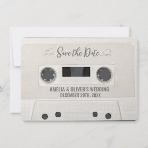 Invitation Mariage Rétro Cassette Enregistrer la Date