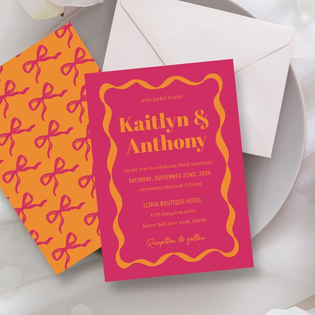 Invitation Mariage rétro Coquette Bow (Créateur téléchargé)
