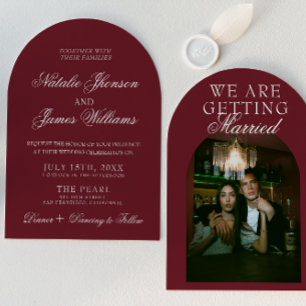 Invitation Mariage rétro de luxe en Bourgogne classique