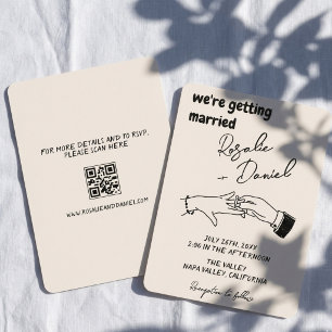 Invitation Mariage Rétro Dessiné à la Main Audacieux Bohème E