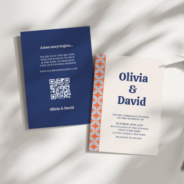 Invitation Mariage rétro du milieu du siècle (Budget Retro Mid Century Modern Wedding Invitation)