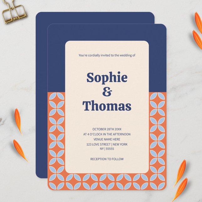 Invitation Mariage rétro du milieu du siècle (Mid Century Retro Wedding Invitation)