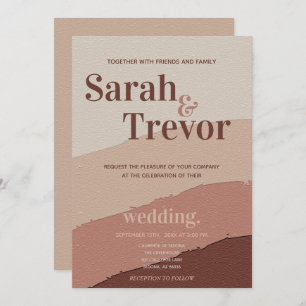 Invitation Mariage Retro Dusty Rose Paint Strokes