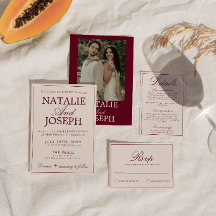 Mariage Rétro Élégant Crème Bourgogne Vieille Fort