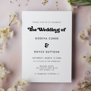 Invitation Mariage rétro élégant noir et blanc