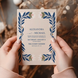 Invitation Mariage Rétro Groovy Années 70 sur des Tons Feutré