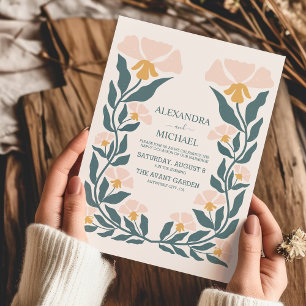 Invitation Mariage Rétro Groovy Années 70 sur des Tons Sourds