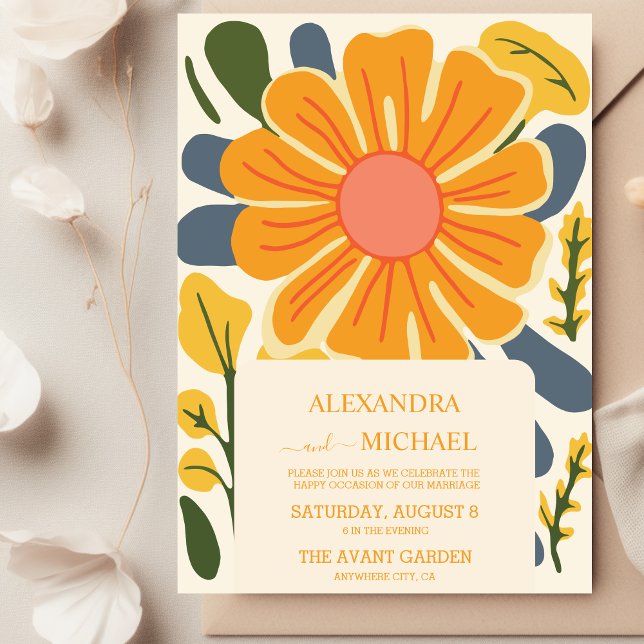 Invitation Mariage Rétro Groovy Années 70 Tons Assourdis  (Créateur téléchargé)
