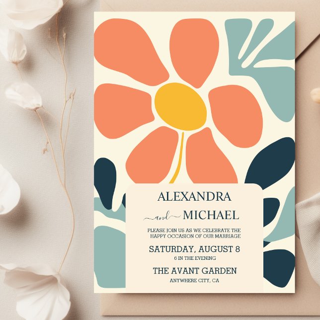 Invitation Mariage Rétro Groovy Années 70 Tons Assourdis  (Créateur téléchargé)