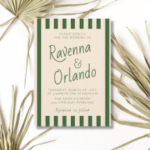 Mariage Rétro Minimaliste Rayures Vert Bouteille