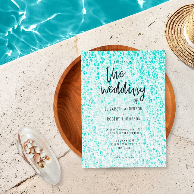 Invitation Mariage Rétro Nautique Été Bleu Océan (Créateur téléchargé)