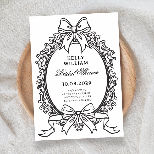 Invitation Mariage rétro noir et blanc avec nœud papillon (Créateur téléchargé)