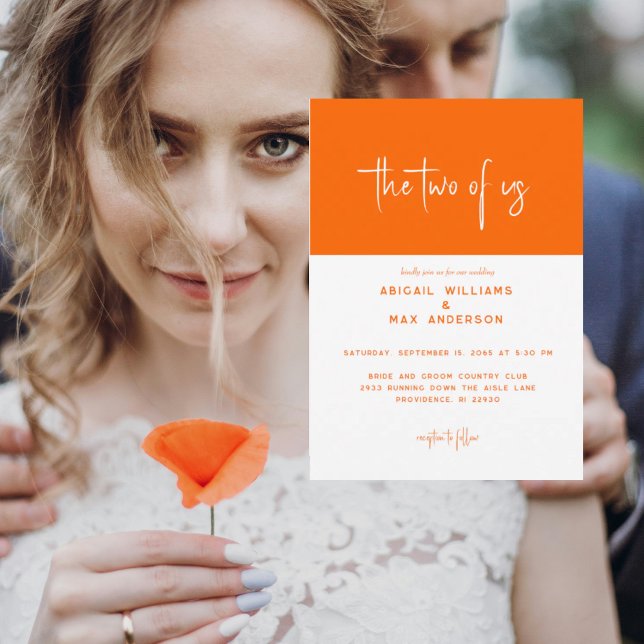 Invitation Mariage Retro Orange Les Deux Nôtres (Créateur téléchargé)